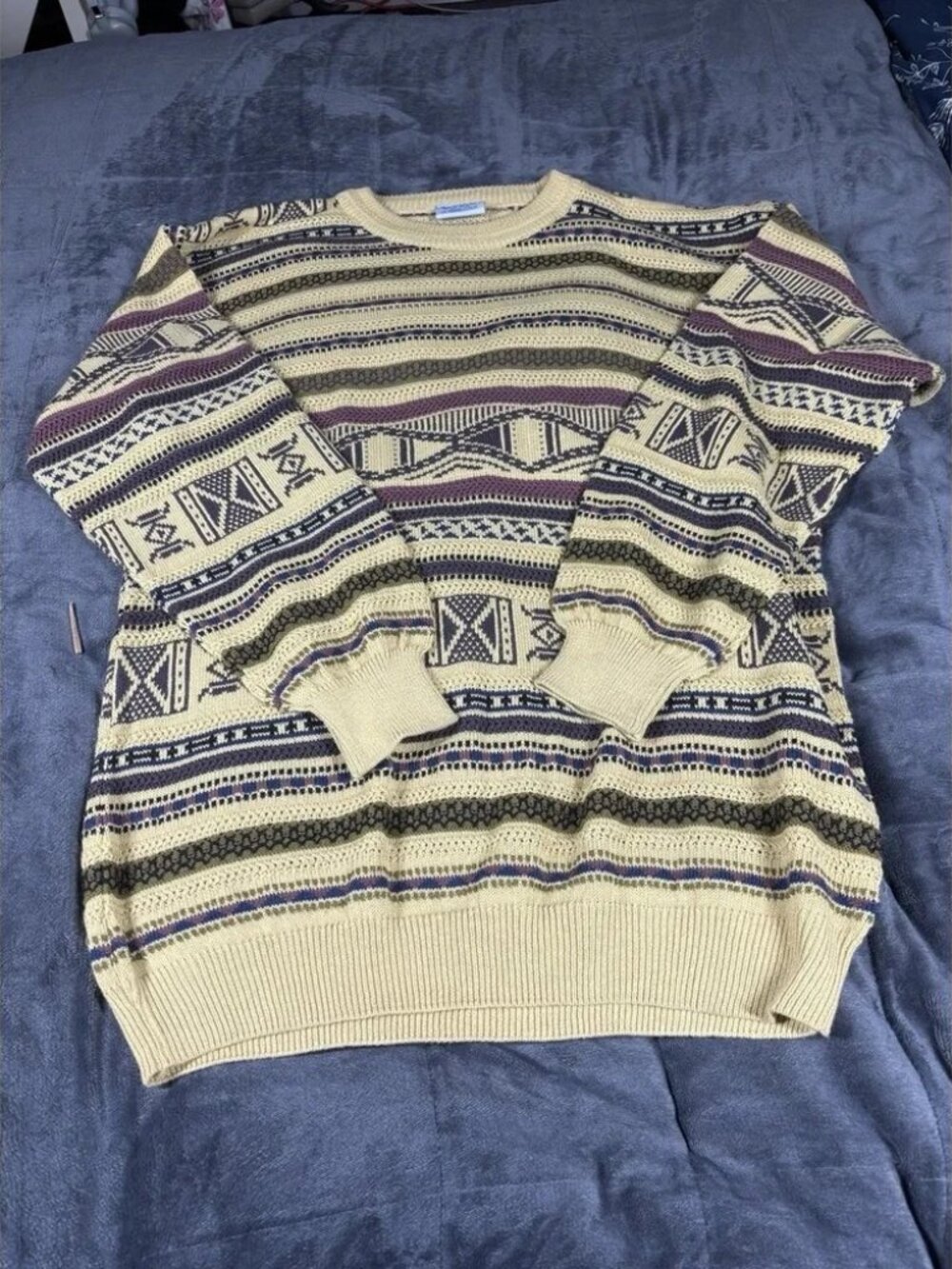 Meister Men's Wool & Acrylic Sweater 90's Vintage, Large‎ Crew Neck